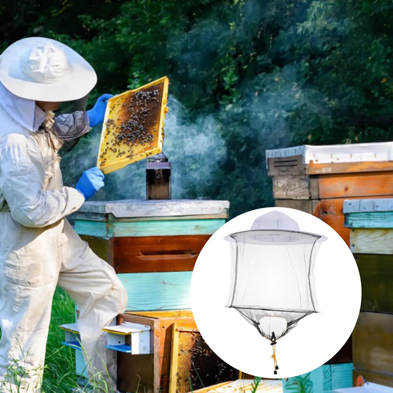 

White Beekeeping Veil Hat Insect Professional Bee Keeping Supplies White Bee Hat Beekeeping Hat Double Wire Hat