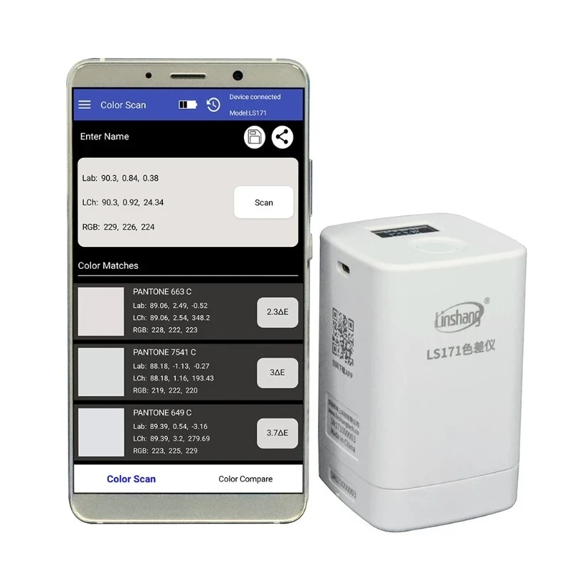 휴대용 컬러 분석기, 스크린 포함, 디지털 정밀 LAB 컬러 계량기 테스터, 휴대폰 앱, LS171, LS170, 8mm