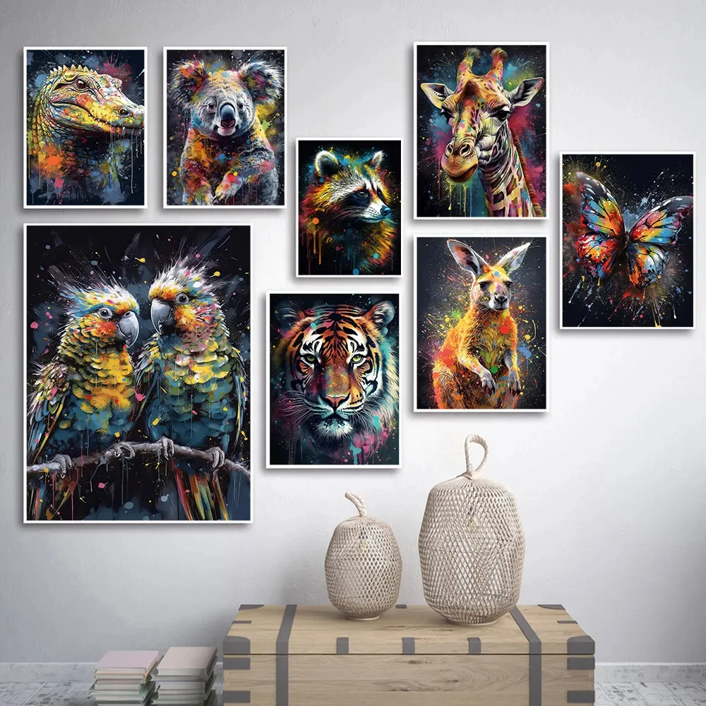 Animal Art Watercolor Poster Abstract Wild Life Portrait Canvas Painting Shark Tiger Wall Art For Living Room Home Decor