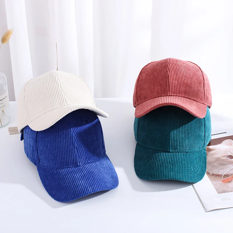 Corduroy Baseball Cap Autumn Women Wild Solid Hats Japanese Vintage Casual Beanie Trendy Student Adjustable Peaked Cap baseball cap