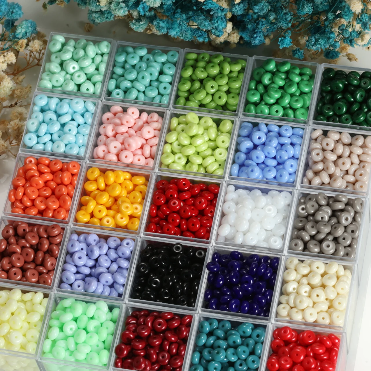 Vibrant Rainbow Glass Abacus Beads