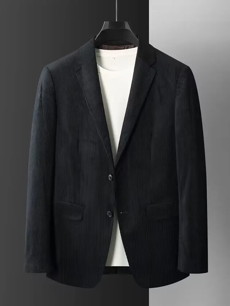 Corduroy Men's Blazer Single Breasted Casual Elegant Wedding Man Suit Jackets Coat Men's Stage Men Clothing Coat for Party Prom