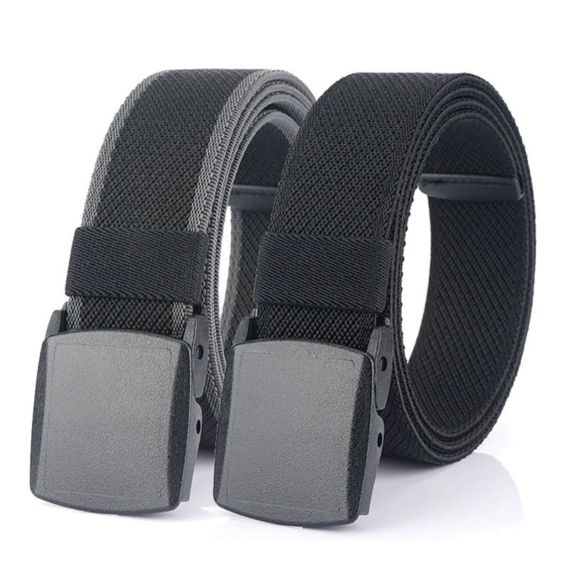 95cm-120cm Metal-free Elastic Belts for Men Women Hard Plastic Buckle Stretch Belt Male Trouser Girdles Waistband Black waist belt