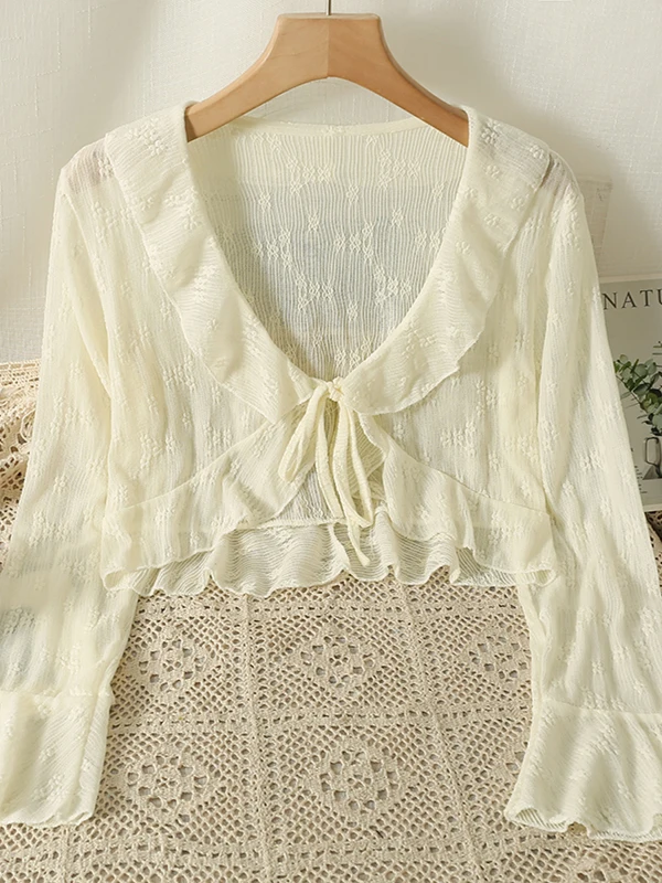 Ruffle Sve Lace Sun Protection irt Cardigan Women Summer Thin