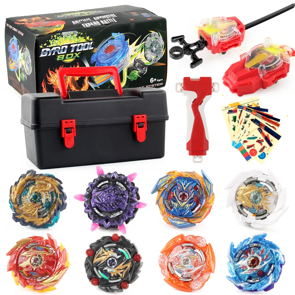 Burst Bey Superking Booster Starter Kit, Metal Battle Tops Spinning Gyro Box Case Set with Sparking Flashing Launchers Gift