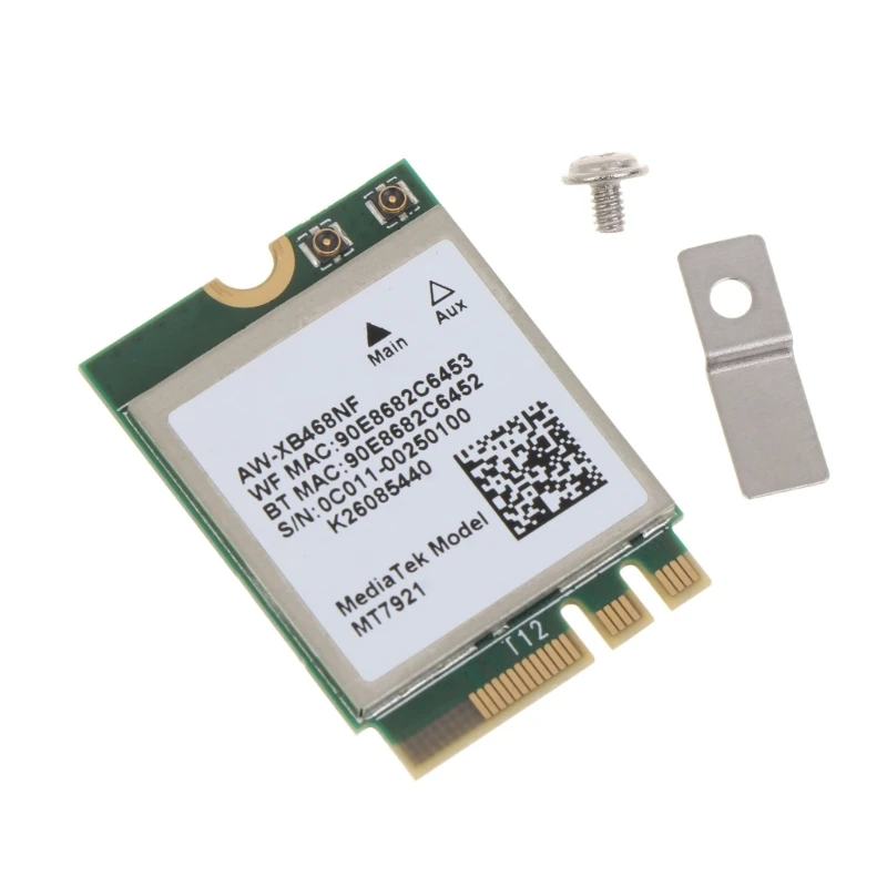 

WiFi 6 Wireless Card MT7921K Bluetooth-com 5.2 DualBand 1800Mbps NetworkAdapter Support Windows 10/11 (64bit) M.2/NGFF