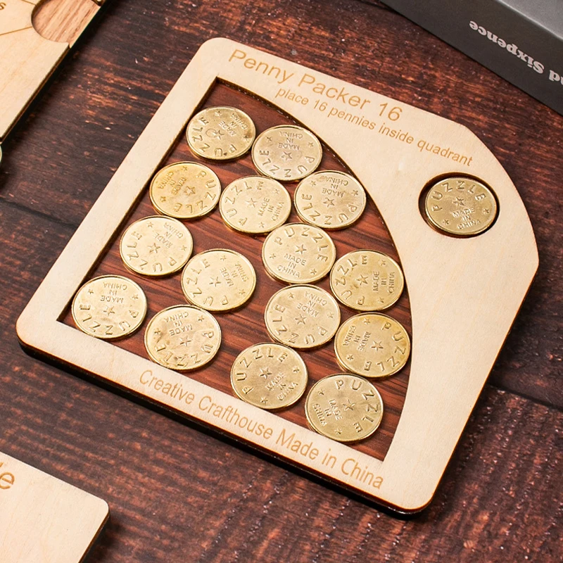 Puzzle con monete da un centesimo, sfida mentale stimolante, giochi di logica e strategia per adulti e bambini, test IQ, giocattoli educativi unici, regali educativi originali - immagine 5