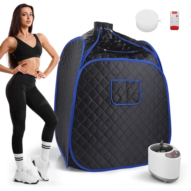 ซาวน่าอบไอน้ําแบบพับได้แบบพกพา, เครื่องทําความร้อนเร็ว 2.6 ลิตร, การตั้งค่าอุณหภูมิ 9 ระดับ, รีโมทคอนโทรล, ระบบปิดอัตโนมัติ 45 นาที, สปาโฮมขนาดกะทัดรัด 1