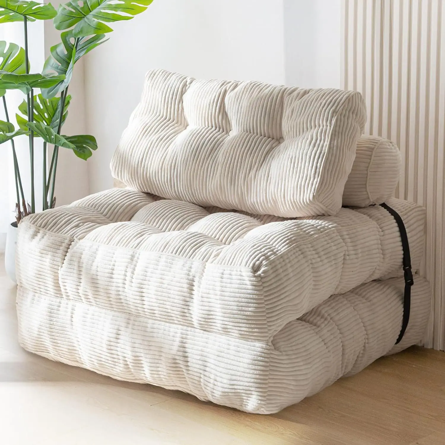 Divano Letto Pieghevole, Poltrona Convertibile con Cuscino e Materasso Pieghevole, Sedia Letto Portatile Comoda per Pavimento - immagine 2
