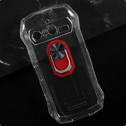 Durable Blackview Soft TPU Silicone Case with Back Finger Ring and Bracket for Blackview N6000 (Transparent C Red)