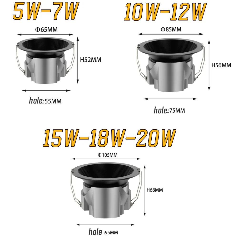 IP65 waterproof COB spotlights Low LED downlights 5W 7W 10W 12W 15W18W 20W Anti-glare ceiling light AC85-265V Interior lighting