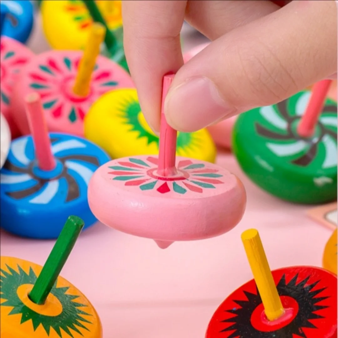 10-30Pcs Fun Wooden Spinning Tops for Children’s Party Gifts, Birthday Carnival Gift Souvenirs, Back-to-school Classroom Rewards - 6