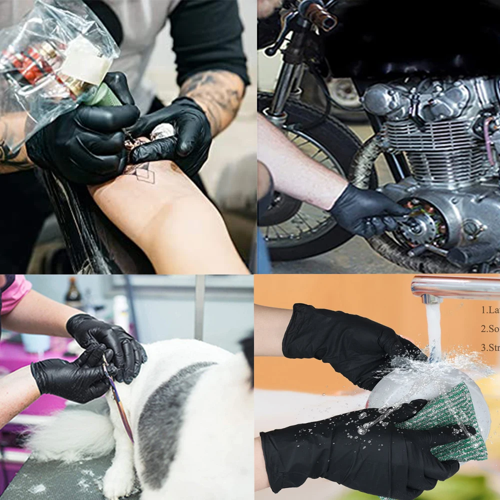 20PCS Black Nitrile Gloves Disposable Latex Gloves Kitchen