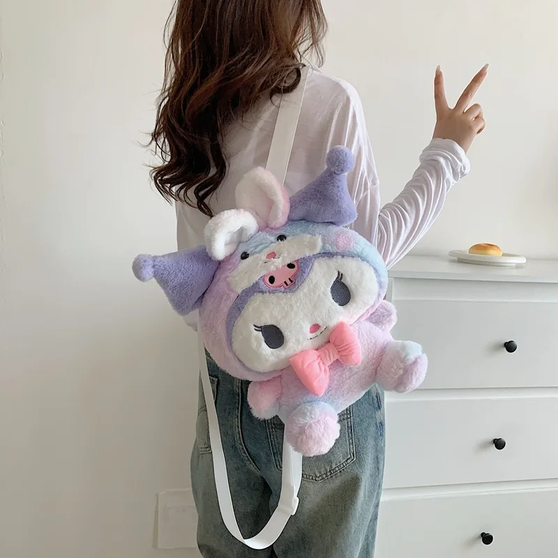

Милый Sanrio Cinnamoroll плюшевый мультяшный рюкзак для девочек Kawaii Kuromi сумка через плечо подарок родителю ребенку