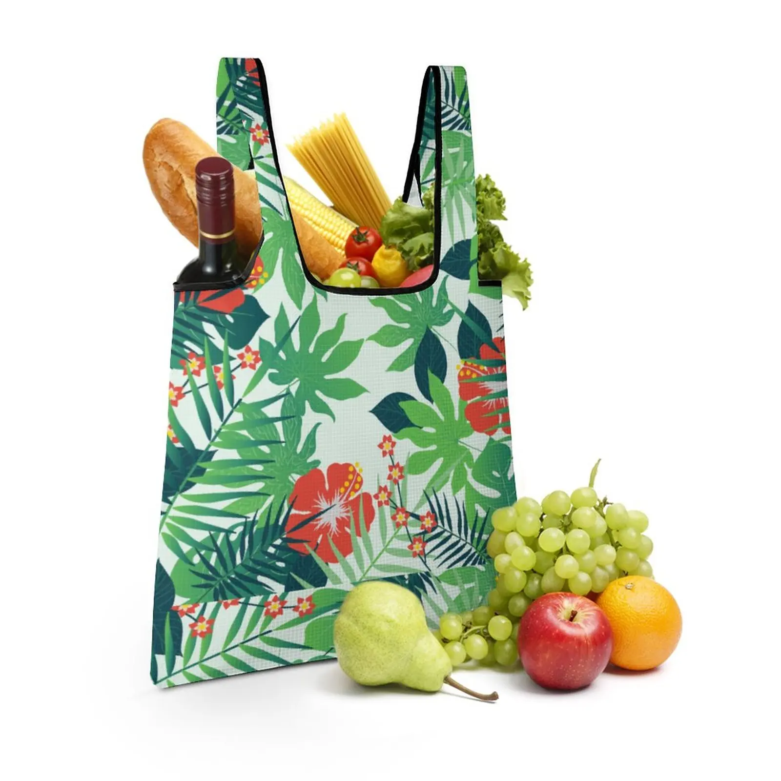 Customized DIY Design Pattern Foldable Tote Pouch Shopping Bags Large Capacity Portable Zipperless Bag Travel Grocery Handbag