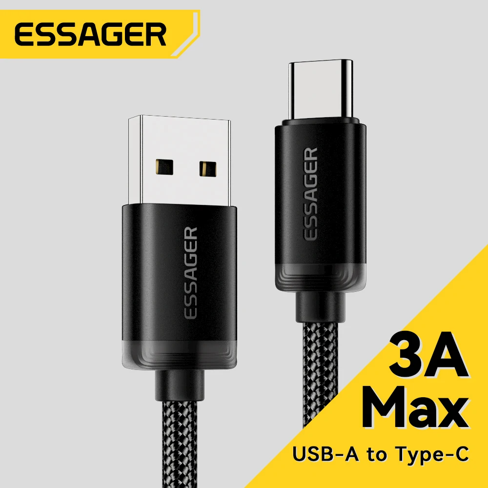 Essager 3A USB Type C Cable USB A To Type C Fast Charging Cables For iPone 15 Samsung Xiaomi Mobile Phone Data Charger Wire Cord