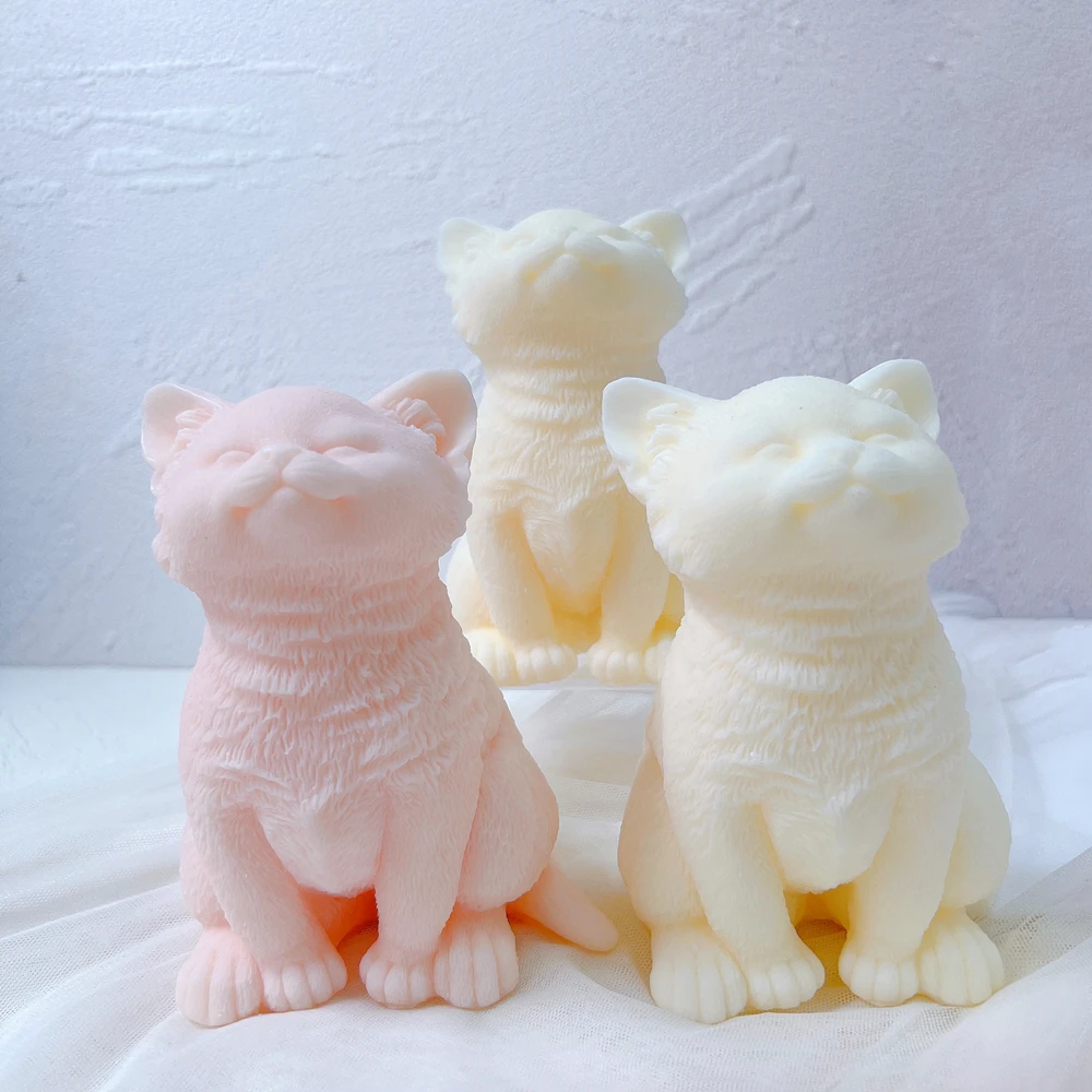 

Cute Cat Candle Mold Animal Teddy Puppies Soy Wax Silicone Mould Cats Lover Home Decor