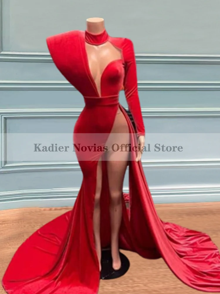 

KADIER NOVIAS Long Sexy Red Mermaid Prom Dresses 2022 with Split Evening Gown Vestido De Fiesta