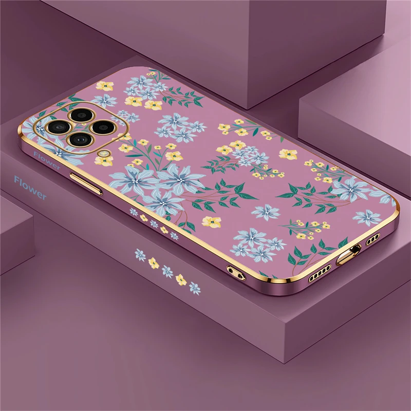 Luxury Plating Soft Silicone Floral Phone Case