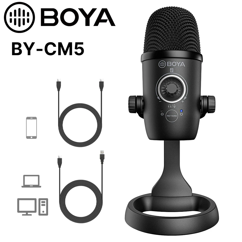 BOYA BY-CM5 USB Condenser Microphone With Recording for Laptop Windows Mac Real-Time Studio Video mode For Youtube Livestream