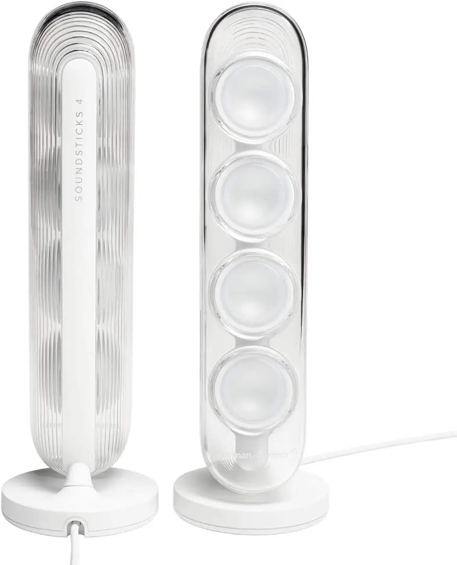 n HK SoundSticks 4-2.1 Bluetooth Speaker System with Deep Bass and Inspiring Industrial Design (White)