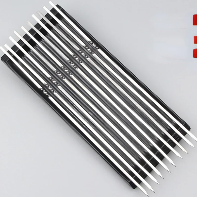 Stainless Steel Flat Round Needle Steel Mutton Skewer Barbecue Wear Skewer Barbecue Tool
