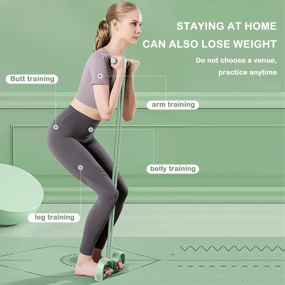 Four Tube Pedal Tensioner Portable Resistance Band Sit Up Fitness Equipment Yoga Stretching Tummy Trimmer Pull Rope 5