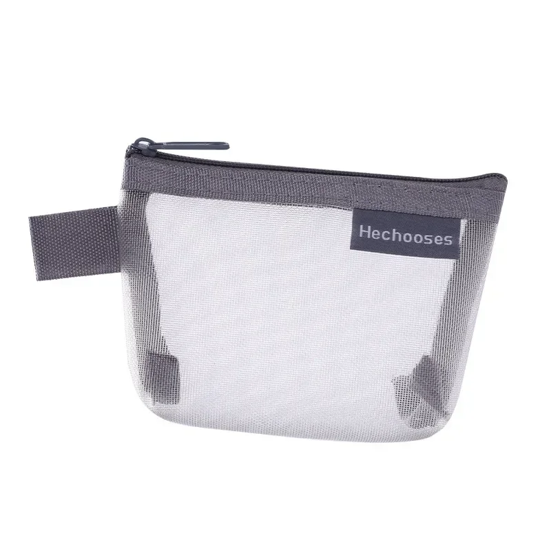 Compact Clear Nylon Mesh Cosmetic Bag - Cute Small Organizer for Makeup, Accessories, and Essentials
