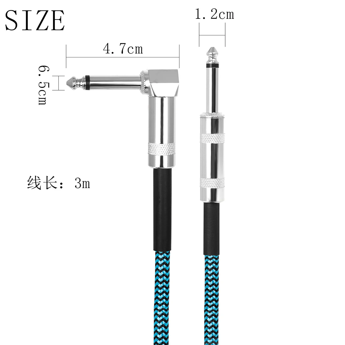 HK-LADE 3m Gitarren-Audio kabel Rausch unterdrückung linie 6,35mm farb geflochtenes abgeschirmtes Kabel Bass E-Gitarre Zubehör & Teile – Detail 10