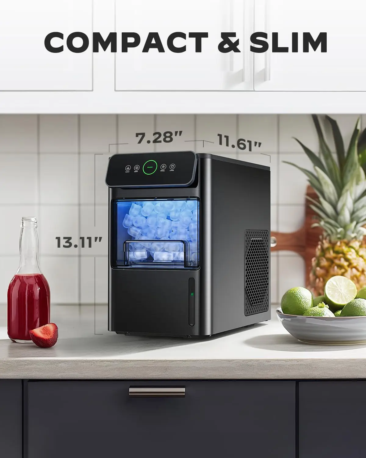 Ice Maker Coutertop Machine Portable Ice Cube Maker,20lbs of Bullet per Day,6 cubes in 6 Mins,Visible Water Level Window 3