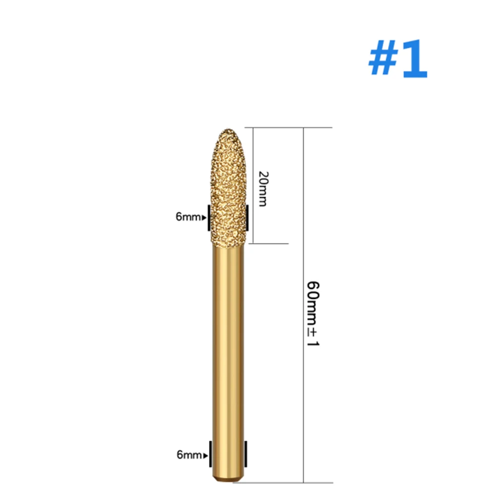 

6mm Shank Vacuum Brazed Diamond Burr Head Grinding Rotary File For Stone Steel Glass, Jade, Marble And Other Materials