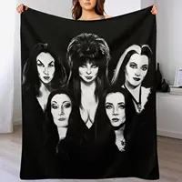 Goth Queens - Elvira, Vampira, Lily, Morticia Throw Blanket Retros Bed covers halloween Decorative Sofas Blankets 1
