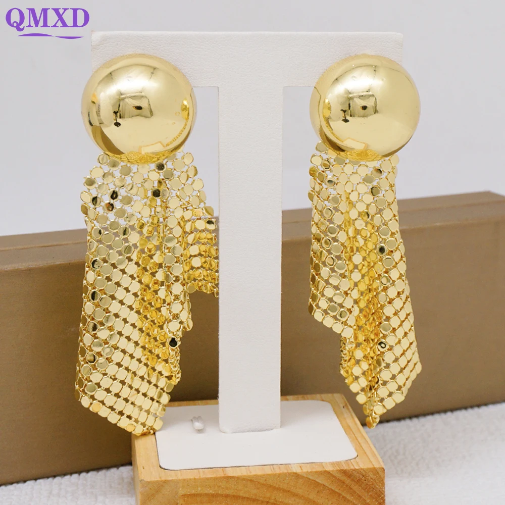 Fashion Bohemian Tassel Earrings Jewelry For Women Gold Color Italian Lady Elegant Hoop Earrings For Wedding Bride Party Gifts