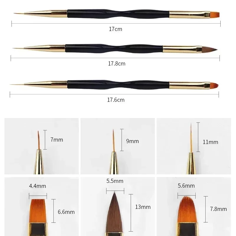 French Stripe Nail Art Liner Brush Set UV Gel Tips Ultra-thin Line Drawing Pen Dual End  Painting Brushes Manicure Tools 5