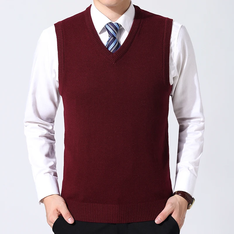 2025 New Fashion Brand Sweater Man Pullovers Vest Slim Fit Jumpers Knitwear Sleeveless Winter Korean Style Casual Clothing Men 4
