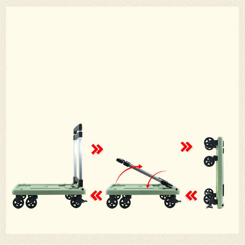 150KGS Holding Push and Pull Folding Extendable Engineering Plastic Transport Platform Dolly Trolley Hand Cart Truck with Brake