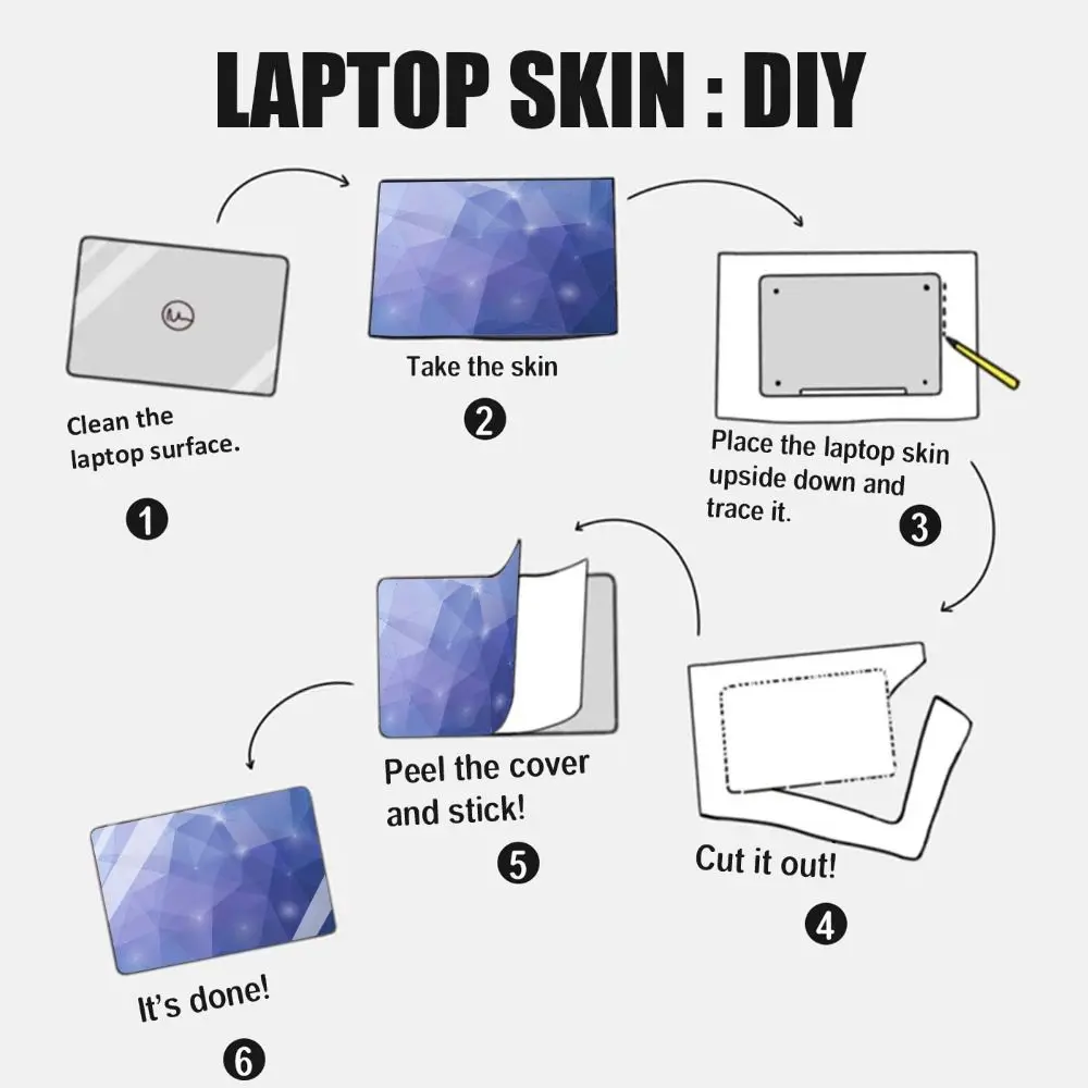 DIY 15인치 노트북 스티커 스킨 A+C 측면 스크래치 방지 노트북 커버 스킨 (맥북/HP/델/레노버/에이서용)