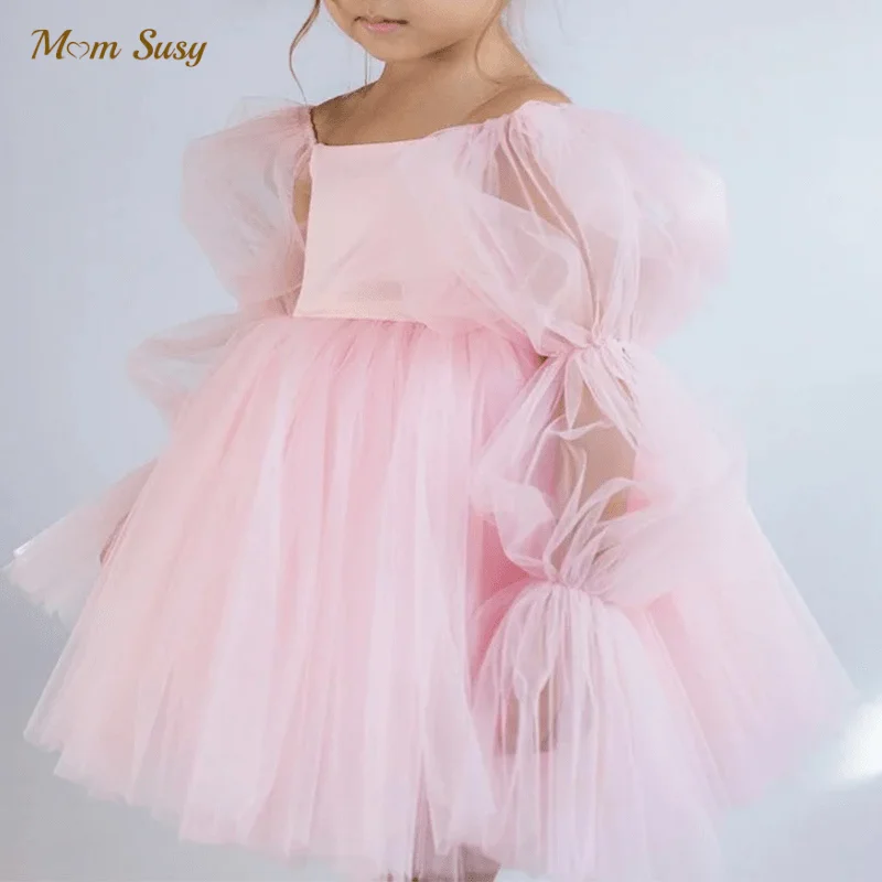 

Fashion Baby Girl Princess Tutu Dress Puff Sleeve Infant Toddler Child Tulle Vestido Wedding Party Birthday Baby Clothes 1-14Y