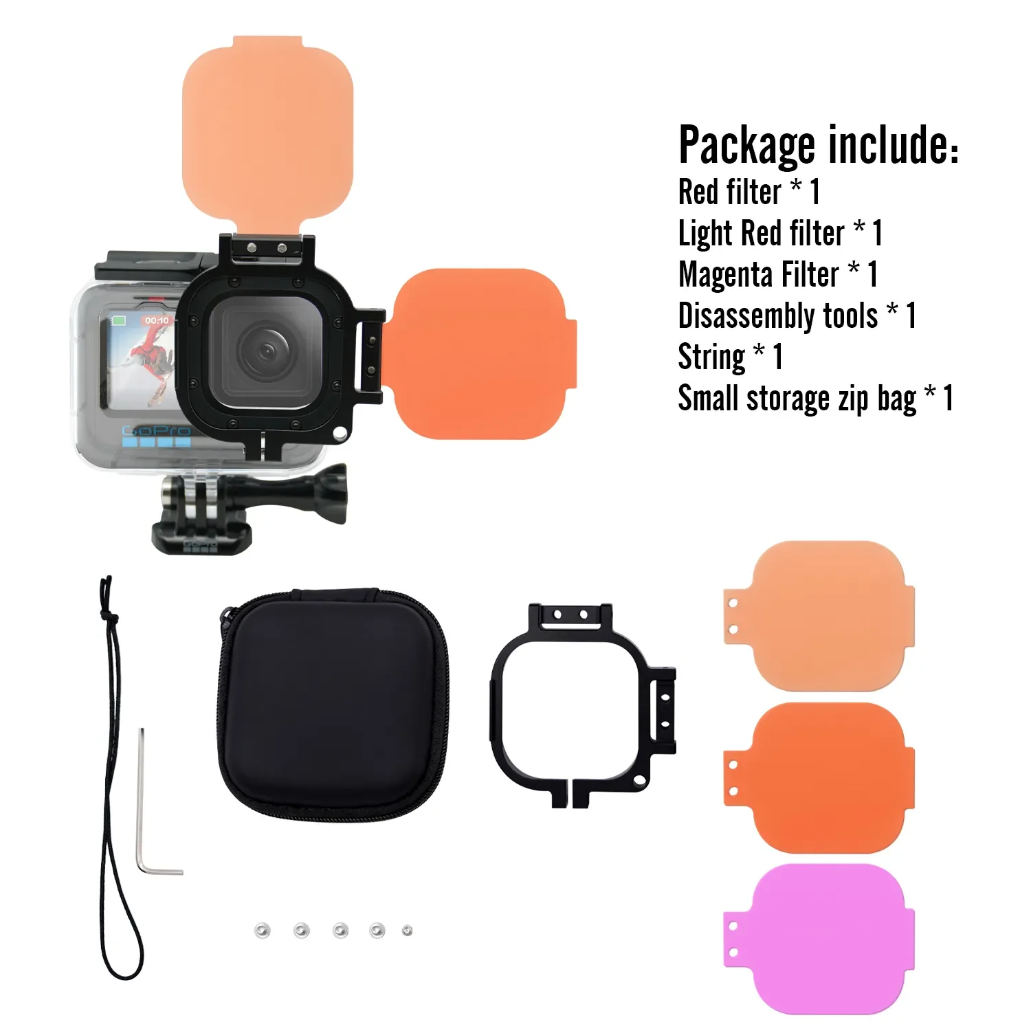 Red Filter For Gopro Filter Kit Dive For Gopro Hero 8 9 10 11 12 Free Scuba Diving Photography Accessories
