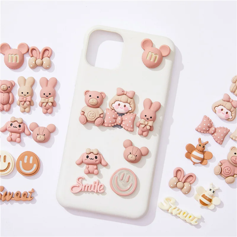 

10PCS Cute Mini Cartoon Pink Bear Resin Charms Flatback Scrapbooking Materials DIY Embellishments Accessories Craft Supplies