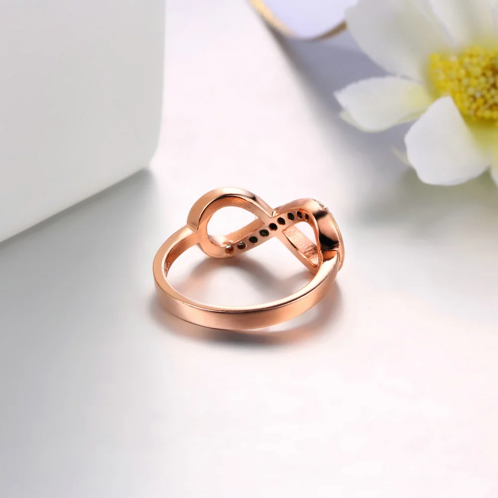Design Infinity Rings for Women Rose Gold Color Crystal Zircon
