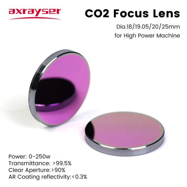 Axrayser CO2 Focus Lens CVD/PVD/Pro Dia.18 19.05 20mm FL38.1 50.8 63.5mm High Power Lens for CO2 Laser Engraving Cutting Machine 1
