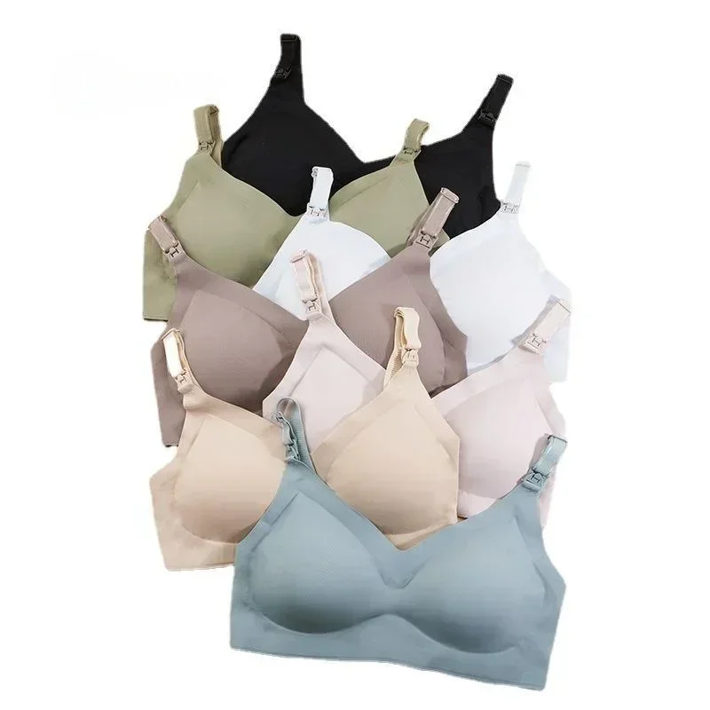 Maternity Nursing Bra Pregnant Women Front Open Button Breastfeeding Bras One-piece Convenient Feeding Pregnancy Dropshiping 6