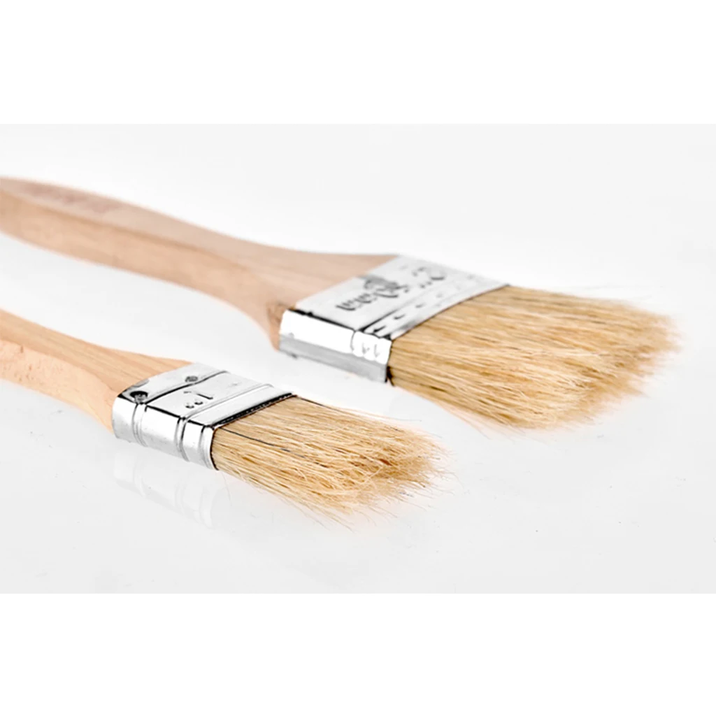 2pcs Natural Bristle Pastry Brushes Hardwood Handle Heat-resistant BBQ Brush
