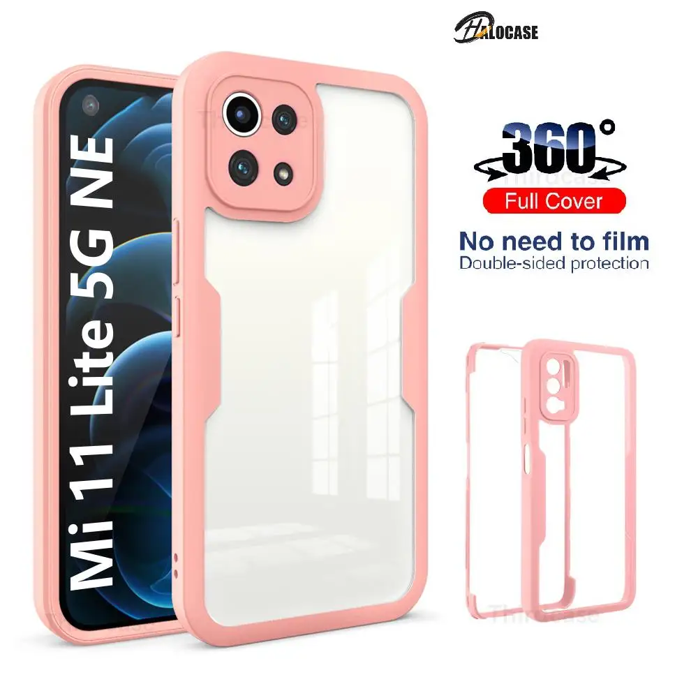 Полностью закрытый чехол 360 градусов для Xiaomi 11 Lite 5G NE 12 11T Poco X3 X4 Pro, двойной прозрачный чехол для Redmi Note 11S 10 11 Pro 9T 9AT 9C NFC 10C