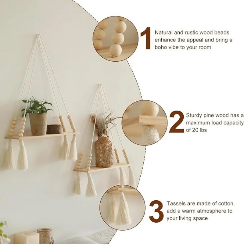 Fixinus Paquete De 3 Colgadores De Macramé Para Plantas Con Tamaño S-L, 4 Patas, Tejido De Algodón, Soporte Para Macetas, Ideal Para Decoración De Cumpleaños En Interiores Y Exteriores
