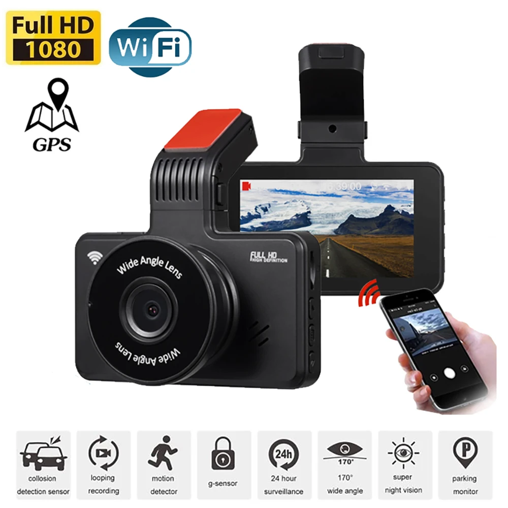 

Car DVR WiFi 4.0" Full HD 1080P Dash Cam Rear View Camera Mirror Video Recorder Dashcam Auto Monitor Night Vision Black Box GPS