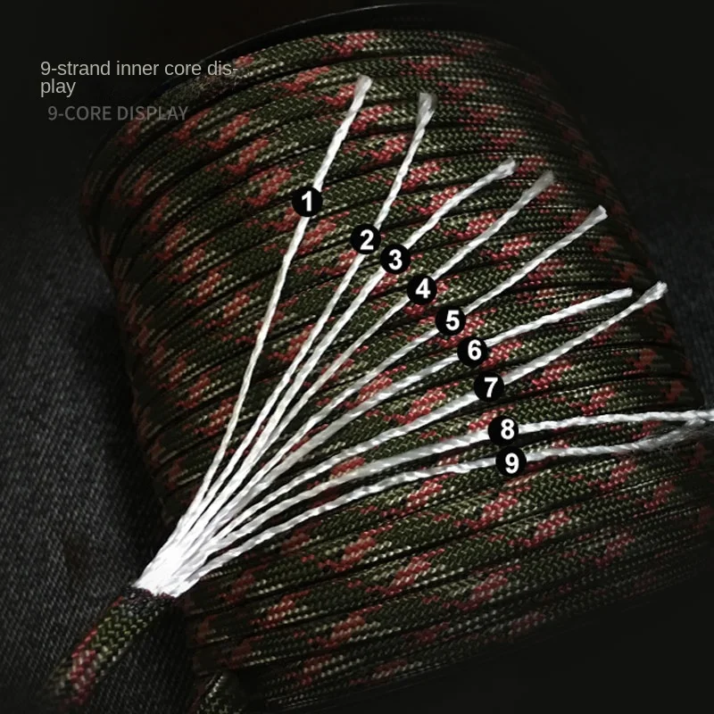 30/50/100m 650lb Paracord 군사 9 가닥 4mm 긴급 생존 낙하산 로프 DIY 만들기 끈 야외 캠핑 하이킹