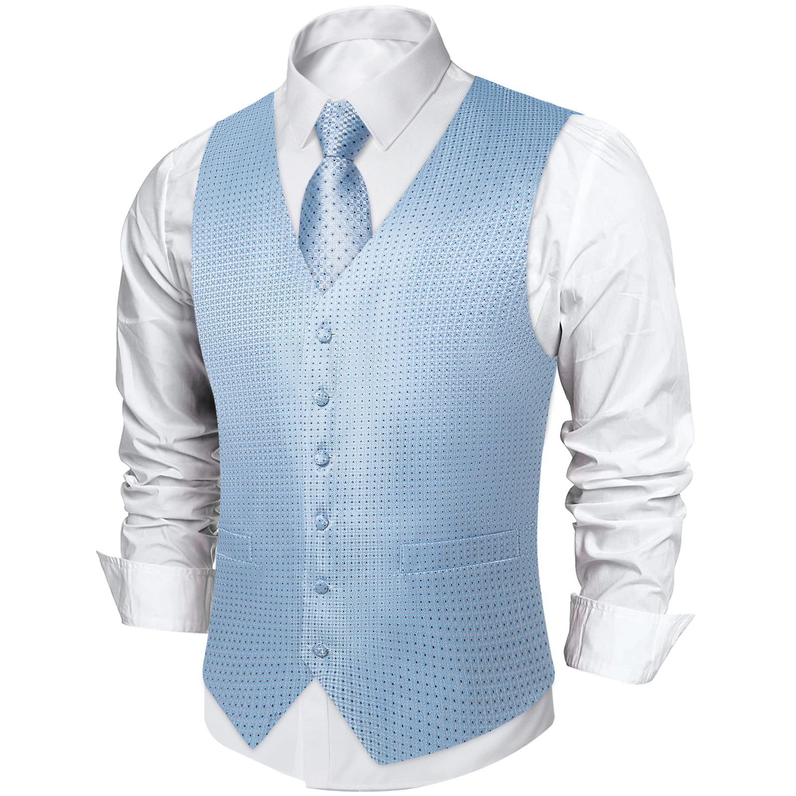 Dress Vests Fashion Tuxedo Suit Vest With Tie Handkerchief Blue Green Solid Red Black Silver Pink Paisley Luxury For Wedding Prom