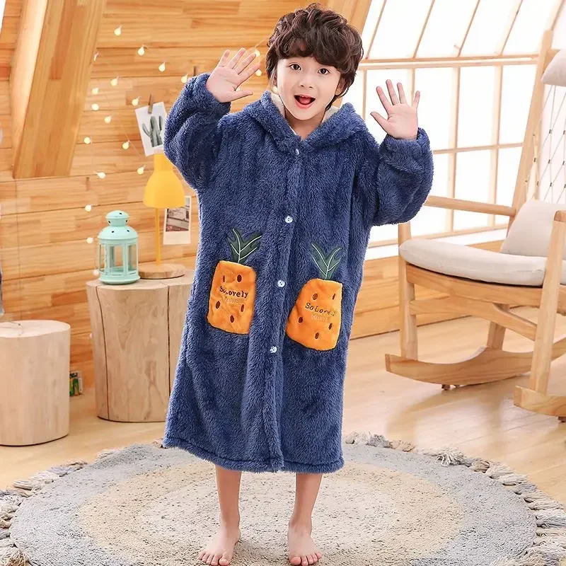 Housecoats For Teen Boys Lands' End Kids Hooded Fleece Robe Deep